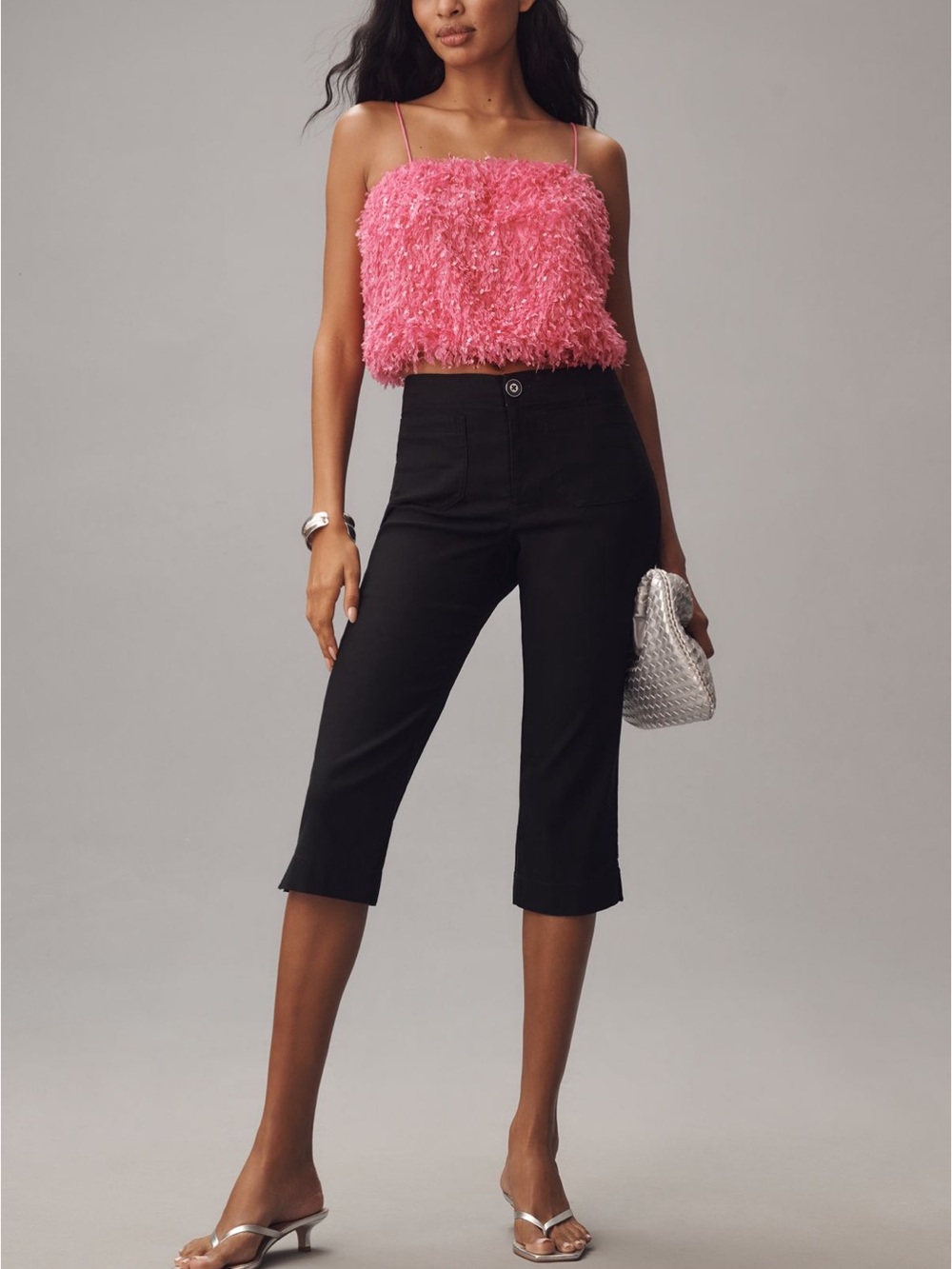 Maeve Linen Blend Black Cropped Capris